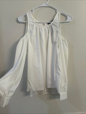 Central Park West White Cold-Shoulder Long Sleeve Blouse